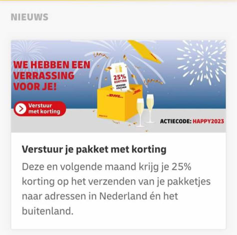 het winkelcentrum Willen bevind zich 25% korting op DHL zendingen naar NL én buitenland
