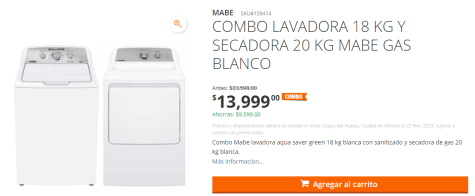 Home Depot Lavadora y secadora Mabe COMBO 