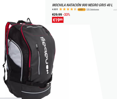 Mochila Nabaiji de 40L 19.99€ en Decathlon