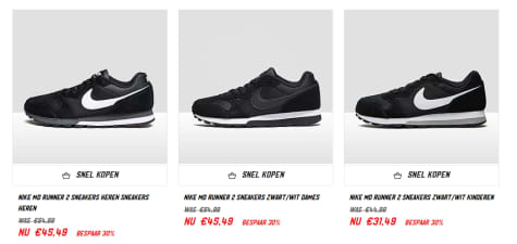 Diverse Nike MD Runner sneakers 30% korting + 10% extra korting door kortingscode Aanbiedingen