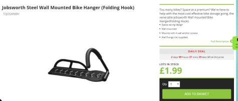 jobsworth steel wall mounted bike hanger