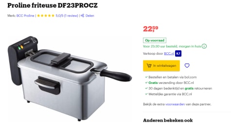 Kapel In hoeveelheid Pardon Proline friteuse DF23PROCZ voor €22,59 bij Bol.com