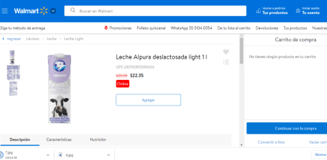 Leche Alpura deslactosada light 1 l por $ en Walmart