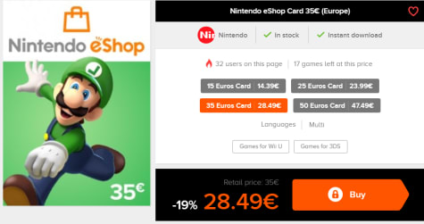 nintendo eshop card 35 euro