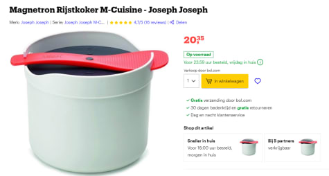 Vertrappen Maak avondeten baden Magnetron Rijstkoker M-Cuisine - Joseph Joseph voor €20,35 bij Bol.com