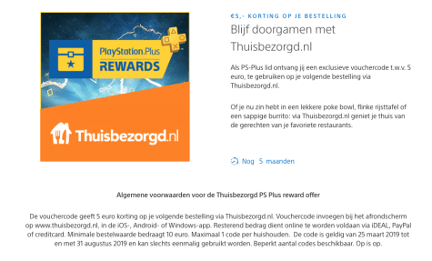 €5 korting bij Thuisbezorgd bij aanmelding via je Playstation Plus account Aanbiedingen