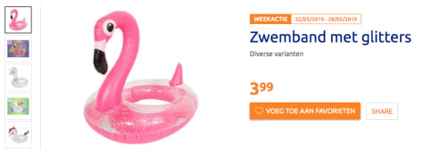 Zwembanden Flamingo, Lama of Unicorn met glitters circa 1meter voor €3,99 Aanbiedingen