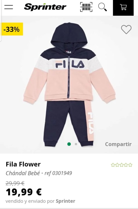aire trapo Debería Fila Flower Chándal Bebé por 19,99€.