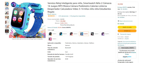 Vannico Reloj Inteligente Niño, Smartwatch Niños 24 Juegos 2