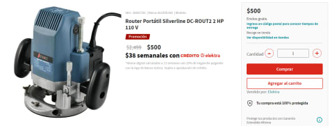Router Portátil Silverline a $500 en Elektra