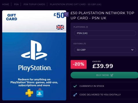 Playstation Network 70 GBP PSN Code (UK)