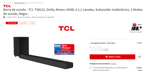 Barra de sonido TCL TS8132-3.1.2-canal Barra de sonido Dolby Audio