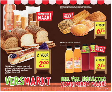 Diverse broodjes 2 voor €0,50 bij DEEN Aanbiedingen