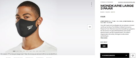 Reebok Mondkapje Large 3 Paar voor €9,95