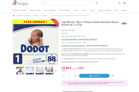 Pañales DODOT Sensitive talla 1 (de 2 a 5 kg) recién nacido caja