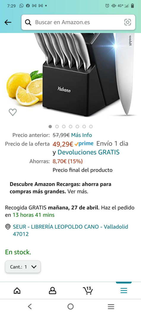 Compra Yabano Set Cuchillos Cocina Profesional, 16 Piezas, Hecho de Acero  Alemán X50Cr15, Súper Afilados, Diseño ergonómico en