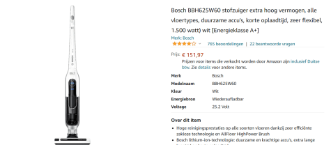 Boomgaard Emotie klem Bosch Athlet BBH625W60 - Steelstofzuiger voor €151,97 bij Amazon