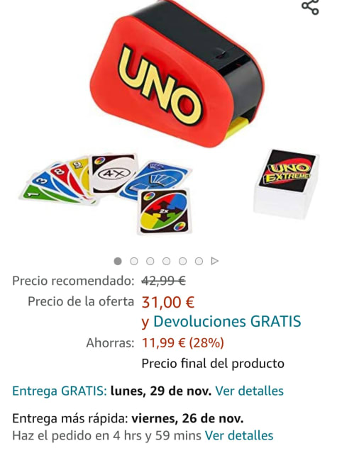  Mattel Games Juego de cartas Uno Extreme con lanzador