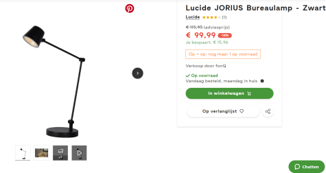 Lucide Bureaulamp voor €99,99 bij