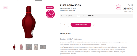F1 FRAGRANCES Overtake 320 | 75ML por 36,95€