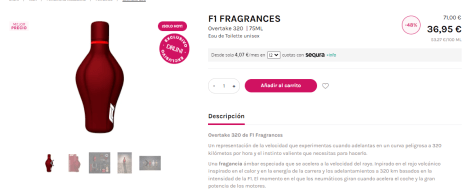 F1 320 por Overtake 36,95€ 75ML FRAGRANCES |