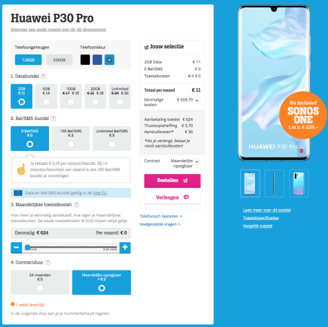 Huawei P30 Pro 128 GB + Sonos One voor €642,70 (incl. 1 maand sim) Aanbiedingen Huawei P30 Pro 128 GB + Sonos One voor €642,70 (incl. 1 maand sim) Aanbiedingen