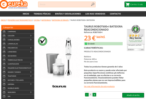 Chollo! Batidora Taurus Robot 600 Plus Inox - 27€ - Blog de