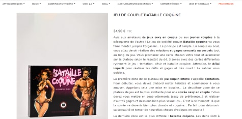 JEU DE COUPLE BATAILLE COQUINE pour 34,90 € chez Jaloo