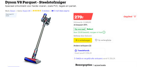 hurken Vergelijking Oeganda Dyson V8 Parquet - Steelstofzuiger bij Bol.com voor €279