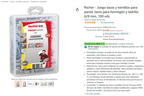 Maletín Tacos y Tornillos Fischer para Pared y Hormigón