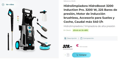 Hidrolimpiadora Cecotec HidroBoost 3200 Induction Pro 0.765 l