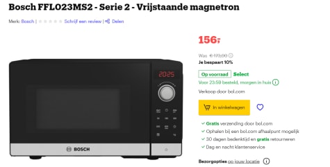 Stevig afwijzing Echt Bosch FFL023MS2 - Serie 2 - Vrijstaande magnetron voor €135,40 bij Bol.com
