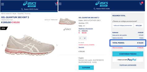 Código 10% dto extra + descuento de hasta 80% en ASICS