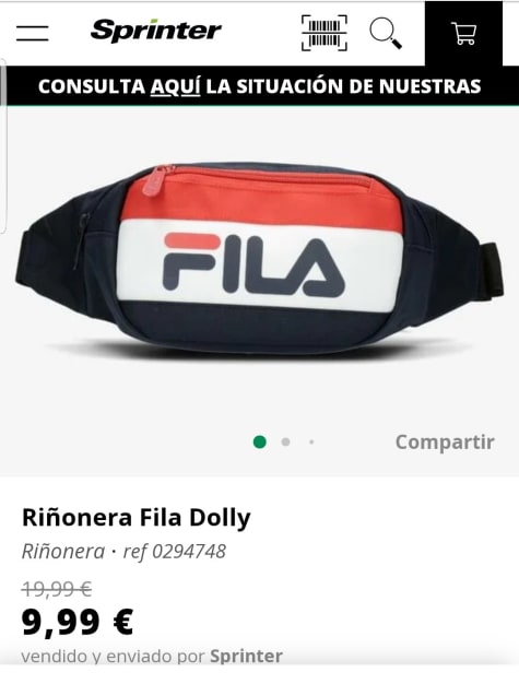 Riñonera FILA Dolly 9,99€.