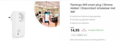 Lokken Gluren Raad 2 Wifi smart plug Slimme stekker Stopcontact schakelaar met app Flamingo  SF-5015HC voor €14,95