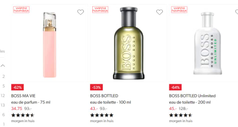 Tot 64% korting op diverse Boss geuren bij Wehkamp
