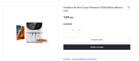 Cosori Freidora de Aire Premium Chef Edition Blanca 5,5L