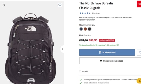 Onschuld bruid Onzin Borealis rugtas van The North Face voor €69,95 bij Bever