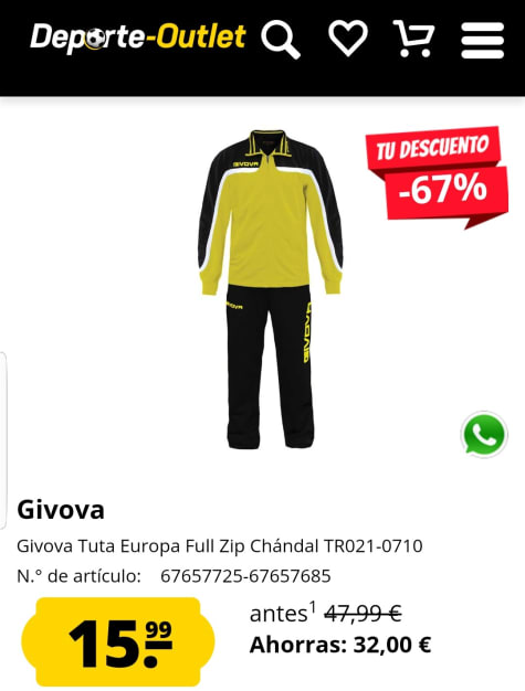 Chandal Givova One Full Zip con Ofertas en Carrefour