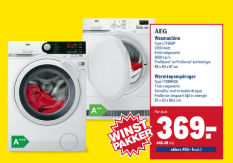 bubbel paus plaats AEG Lavamat L7FB60Y - 7000 serie - ProSense - Wasmachine voor €446,49