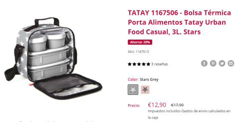 Tatay Urban Food Casual, Bolsa Térmica Porta Alimentos, 3L de