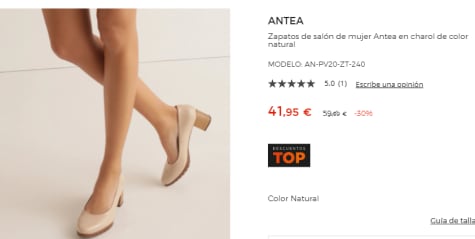 Zapatos de salón de mujer Antea en de natural