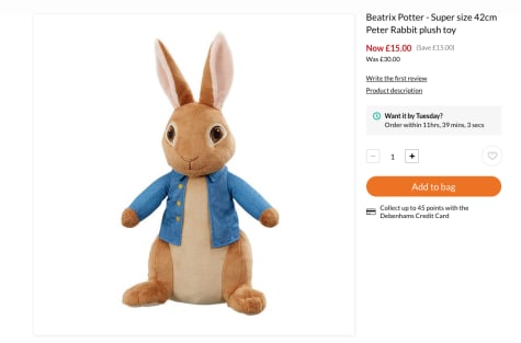 debenhams peter rabbit toys