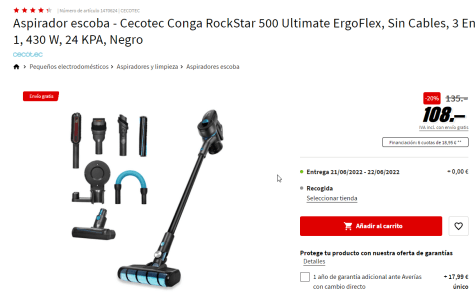 Cecotec Conga RockStar 500 Ultimate Aspirador Escoba 430W