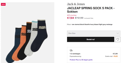 5 Pack Jack \u0026 Jones JACLEAP Spring heren sokken voor €7,84 bij Zalando