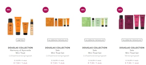 50% korting op diverse Douglas home spa mini treat sets met gratis Douglas Sample box Aanbiedingen