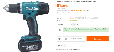 Makita DDF453Z Taladro Atornillador 18V