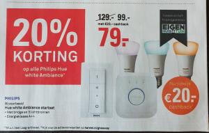 Philips Hue sfeerverlichting White Ambiance E27 Starterkit voor €79 dmv cashback Aanbiedingen