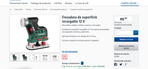 Fresadora de superfície recargable 12 V