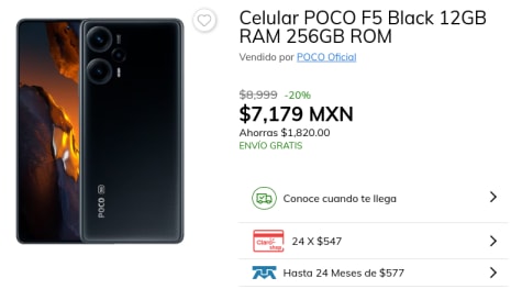 Celular POCO F5 12GB RAM 256GB ROM Black